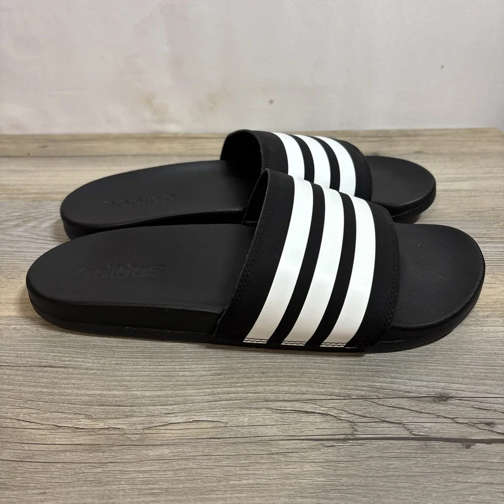 Adidas Adilette Unisex Comfort Shower Slides Men US 10 Women US 11 Black / White